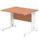 Impulse 1000/800 Rectangle White Cable Managed Leg Desk Beech