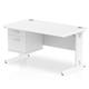 Impulse 1400 x 800mm Straight Desk White Top White Cable Managed Leg with 1 x 2 Drawer Fixed Pedestal