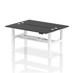 Air Back-to-Back 1600 x 600mm Height Adjustable 2 Person Bench Desk Black Top CP White Frame