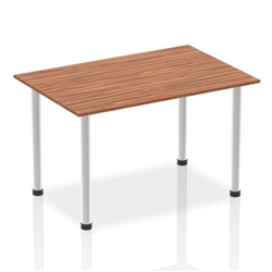 Impulse 1400mm Straight Table Walnut Top Brushed Aluminium Post Leg