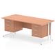 Impulse 1600 Rectangle White Cant Leg Desk Beech 1 x 2 Drawer 1 x 3 Drawer Fixed Ped