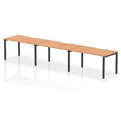 Evolve Plus 1400mm Single Row 3 Person Office Bench Desk Oak Top Black Frame
