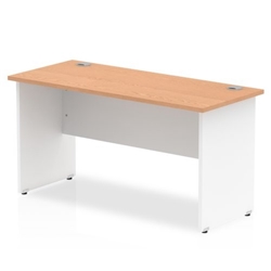 Impulse Panel End 1400/600 Rectangle Desk Oak Top White Panels Ref TT000095