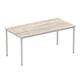 Impulse 1600mm Straight Table Grey Oak Top Silver Box Frame Leg
