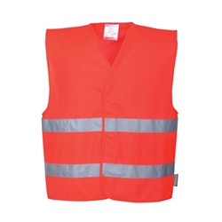 Portwest Hi Vis Two Band Vest L/XL Red (Pack of 10)