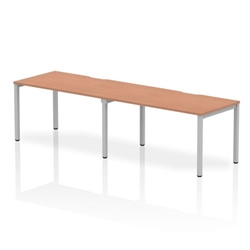 Single Silver Frame Bench Desk 1400 Beech (2 Pod)