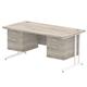 Impulse 1600 x 800mm Straight Desk Grey Oak Top White Cantilever Leg 2 x 2 Drawer Fixed Pedestal