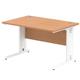 Impulse 1200/800 Rectangle White Cable Managed Leg Desk Oak