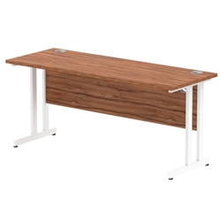 Impulse 1600/600 Rectangle White Cantilever Leg Desk Walnut