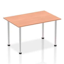 Impulse 1400mm Straight Table Beech Top Brushed Aluminium Post Leg