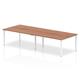 B2B White Frame Bench Desk 1200 Walnut (4 Pod)