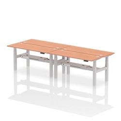 Air Back-to-Back 1600 x 600mm Height Adjustable 4 Person Bench Desk Beech Top CP Silver Frame