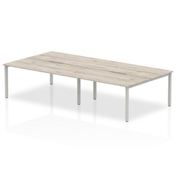 Evolve Plus 1400mm B2B 4 Person Desk Grey Oak Top Silver Frame