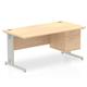 Impulse 1600 x 800mm Straight Desk Maple Top Silver Cable Managed Leg 1 x 2 Drawer Fixed Pedestal