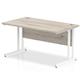 Impulse 1400 x 800mm Straight Desk Grey Oak Top White Cantilever Leg
