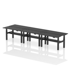 Air Back-to-Back 1400 x 600mm Height Adjustable 6 Person Bench Desk Black Top CP Black Frame