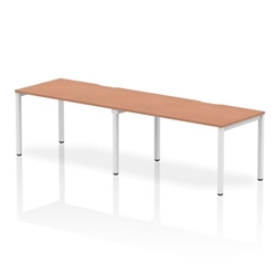 Single White Frame Bench Desk 1400 Beech (2 Pod)