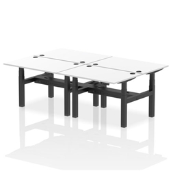 Air Back-to-Back 1200 x 800mm Height Adjustable 4 Person Bench Desk White Top CP Black Frame