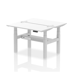Air Back-to-Back 1200 x 600mm Height Adjustable 2 Person Bench Desk White Top CP Silver Frame