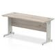 Impulse 1600 x 600mm Straight Desk Grey Oak Top Silver Cable Managed Leg