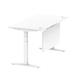 Air 1600 x 800mm Height Adjustable Desk White Top Cable Ports White Leg With White Steel Modesty Panel