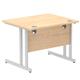 Impulse 1000 x 800mm Straight Desk Maple Top Silver Cantilever Leg