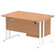 Impulse 1200 Rectangle White Cant Leg Desk OAK 1 x 2 Drawer Fixed Ped