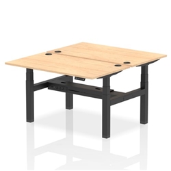 Air Back-to-Back 1400 x 800mm Height Adjustable 2 Person Bench Desk Maple Top CP Black Frame