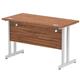 Impulse 1200/600 Rectangle Silver Cantilever Leg Desk Walnut