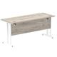 Impulse 1600 x 600mm Straight Desk Grey Oak Top White Cantilever Leg