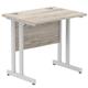 Impulse 800 x 600mm Straight Desk Grey Oak Top Silver Cantilever Leg