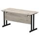 Impulse 1400 x 600mm Straight Desk Grey Oak Top Black Cantilever Leg
