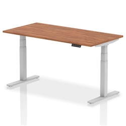 Air 1600 x 800mm Height Adjustable Desk Walnut Top Silver Leg