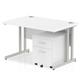Impulse 1200 x 800mm Straight Desk White Top Silver Cantilever Leg with 2 Drawer Mobile Pedestal Bundle