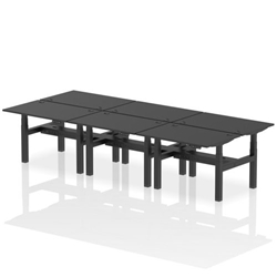 Air Back-to-Back 1200 x 800mm Height Adjustable 6 Person Bench Desk Black Top CP Black Frame