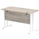 Impulse 1200 x 600mm Straight Desk Grey Oak Top White Cantilever Leg