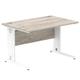 Impulse 1200 x 800mm Straight Desk Grey Oak Top White Cable Managed Leg