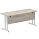 Impulse 1600 x 600mm Straight Desk Grey Oak Top Silver Cantilever Leg