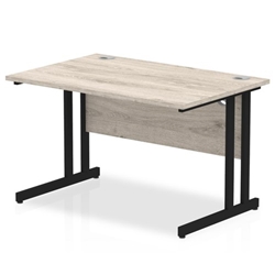 Impulse 1200 x 800mm Straight Desk Grey Oak Top Black Cantilever Leg