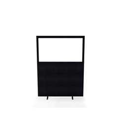 Impulse Plus Clear Half Vision 1800/1600 Floor Free Standing Screen Black Fabric Light Grey Edges