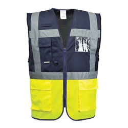 Portwest Paris Hi Vis Contrast Executive Vest 3XL Yellow/Navy (Pack of 10)