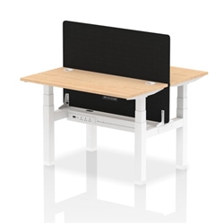 Air Back-to-Back 1200 x 600mm Height Adjustable 2 Person Bench Desk Maple Top CP White Frame with Black Straight Screen