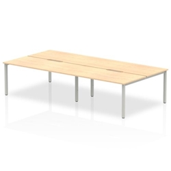 B2B Silver Frame Bench Desk 1600 Maple (4 Pod)