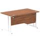 Impulse 1400 Rectangle White Cant Leg Desk WALNUT 1 x 2 Drawer Fixed Ped