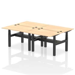 Air Back-to-Back 1200 x 800mm Height Adjustable 4 Person Bench Desk Maple Top CP Black Frame