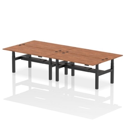 Air Back-to-Back 1800 x 800mm Height Adjustable 4 Person Bench Desk Walnut Top CP Black Frame