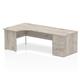 Impulse 1800mm Left Crescent Desk Grey Oak Top Panel End Leg + Desk High Ped