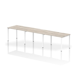 Evolve Plus 1200mm Single Row 3 Person Desk Grey Oak Top White Frame