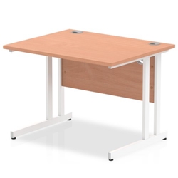 Impulse 1000/800 Rectangle White Cantilever Leg Desk Beech