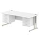 Impulse 1800 x 800mm Straight Desk White Top Silver Cantilever Leg 2 x 3 Drawer Fixed Pedestal